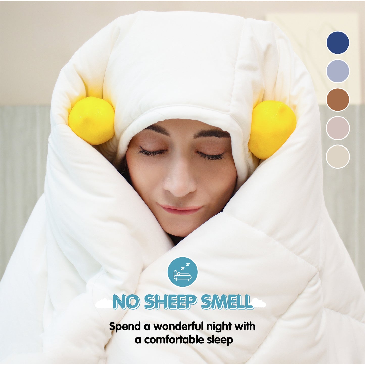 YOUR MOON Luxurious All Season Wool Comforter Queen Size 100% Natural Australian Wool Duvet, Hypoallergenic Premium Wool Filled Comforter, Noiseless Cotton Cover, Medium Weight