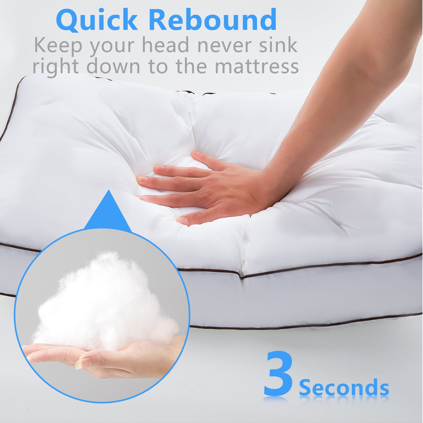 YOUR MOON Extra Soft Support Pillows Queen Size, Single Down Alternative Pillow for Sleeping, Fluffy Plush Bed Pillow, Medium Thick Luxury Pillows