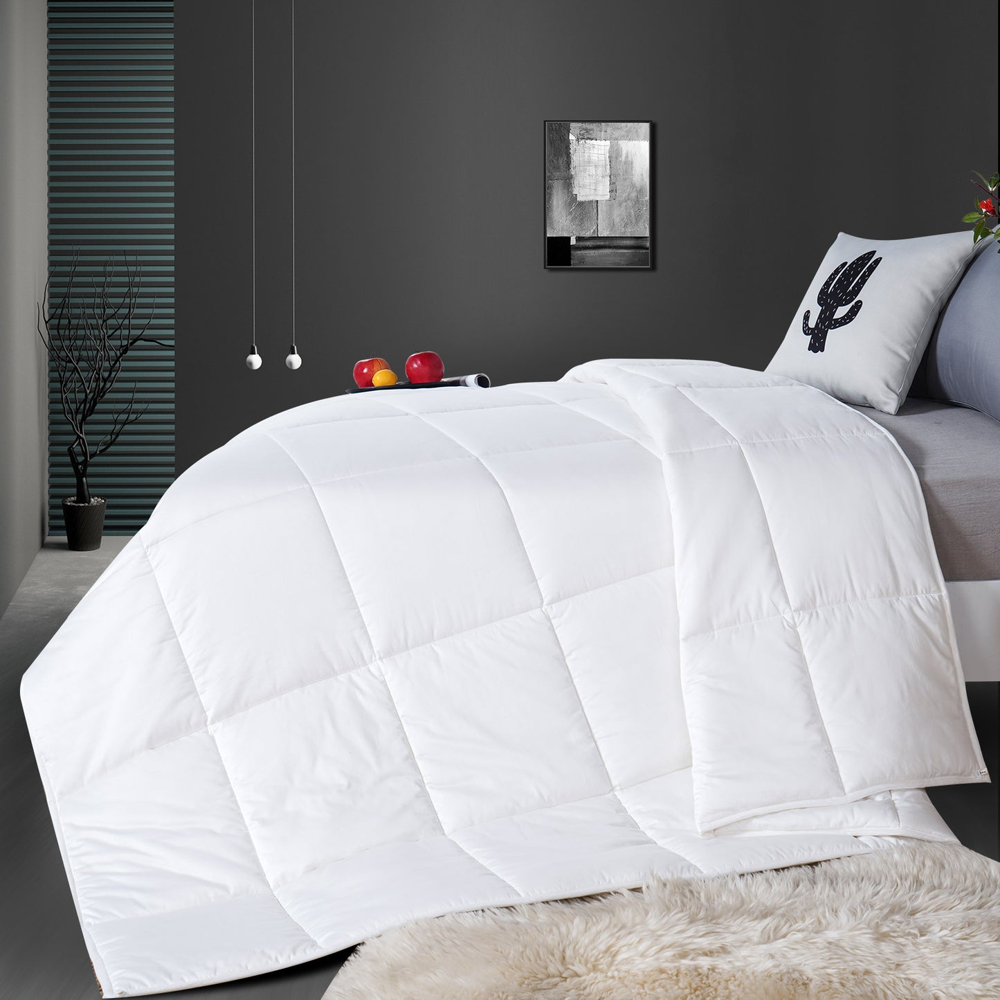 YOUR MOON Luxurious All Season Wool Comforter Queen Size 100% Natural Australian Wool Duvet, Hypoallergenic Premium Wool Filled Comforter, Noiseless Cotton Cover, Medium Weight