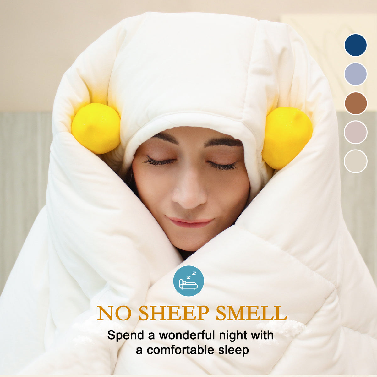 YOUR MOON Luxurious All Season Wool Comforter Queen Size 100% Natural Australian Lamb Wool Duvet, Hypoallergenic Premium Wool Filled Comforter, Noiseless Cotton Cover, Medium Weight