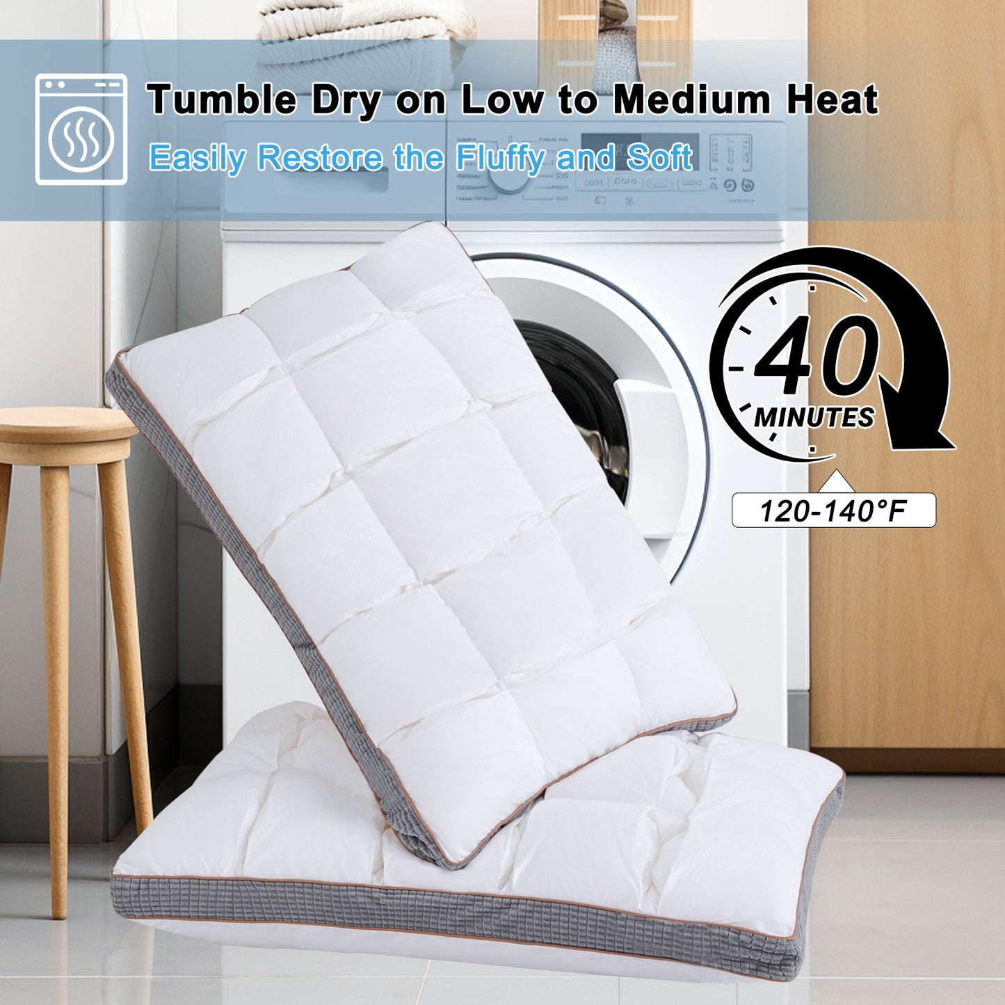 YOUR MOON Soft Pillow Queen for Sleeping, Super Soft Support Down Alternative Pillow, 100% Cotton Shell Luxury Comfy Fluffy Bed Pillows for Sleep