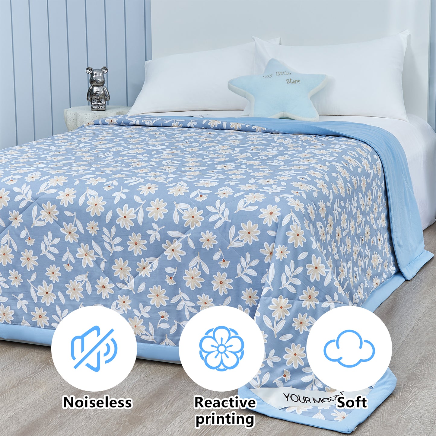 Lightweight Summer Comforter, Thin Duvet Insert Comforter for Hot Sleepers, Soft Breathable Down Alternative Comforter(79×90 Inch)