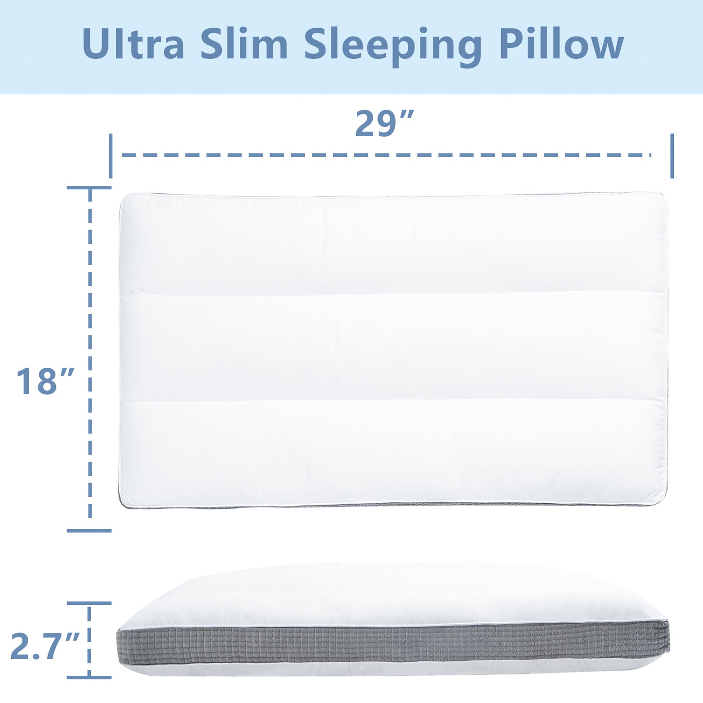 YOUR MOON Ultra Thin Flat Pillows Standard Size for Sleeping, 2.7 Inch Slim Pillows for Stomach Sleeper, Soft Down Alternative Bed Pillows