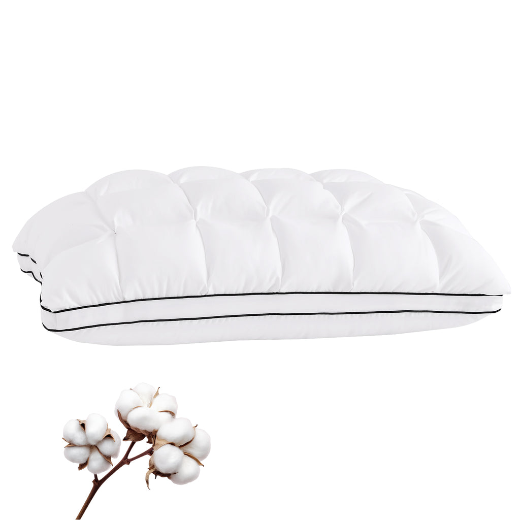 YOUR MOON Soft Support Pillow Queen Size, 100% Cotton Cover Noiseless Pillows, Fluffy Down-Alternative Pillow for Sleeping, Luxury Hotel Bed Pillows for Side Sleepers