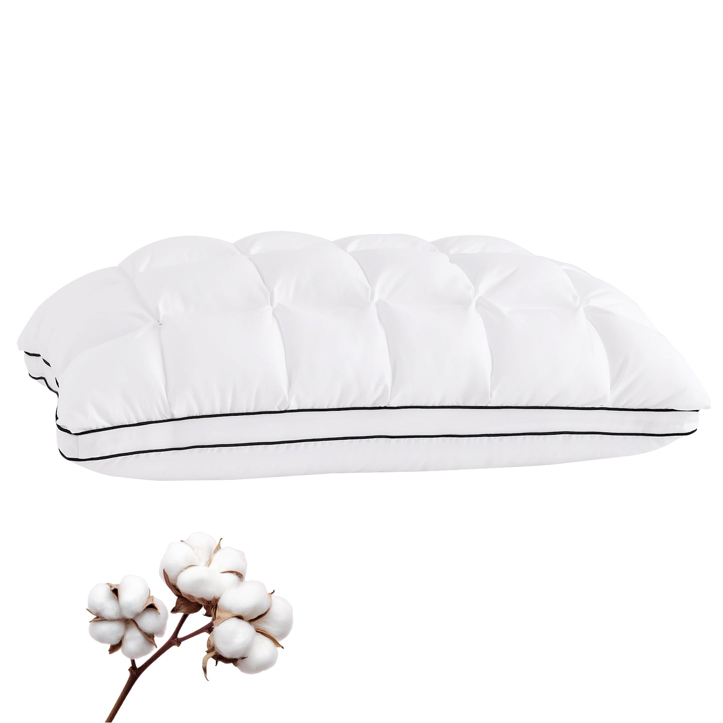 YOUR MOON Soft Support Pillow Queen Size, 100% Cotton Cover Noiseless Pillows, Fluffy Down-Alternative Pillow for Sleeping, Luxury Hotel Bed Pillows for Side Sleepers