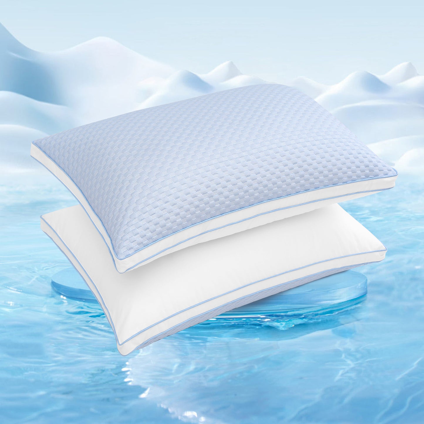 YOUR MOON Support Cooling Pillow Standard Size Set of 2, Breathable Soft Cool Pillows for Sleeping, Cold Pillows That Stay Cold, Down-Alternative Filling Bed Pillow for Side Stomach Sleepers