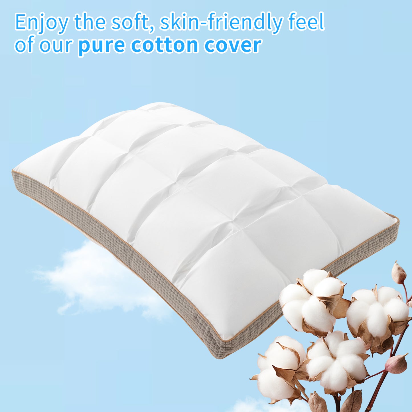 YOUR MOON Soft Pillow for Sleeping, Super Soft Support Down Alternative Pillow, 100% Cotton Shell Luxury Comfy Fluffy Bed Pillows for Sleep