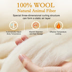 YOUR MOON Luxurious All Season Wool Comforter Queen Size 100% Natural Australian Lamb Wool Duvet, Hypoallergenic Premium Wool Filled Comforter, Noiseless Cotton Cover, Medium Weight