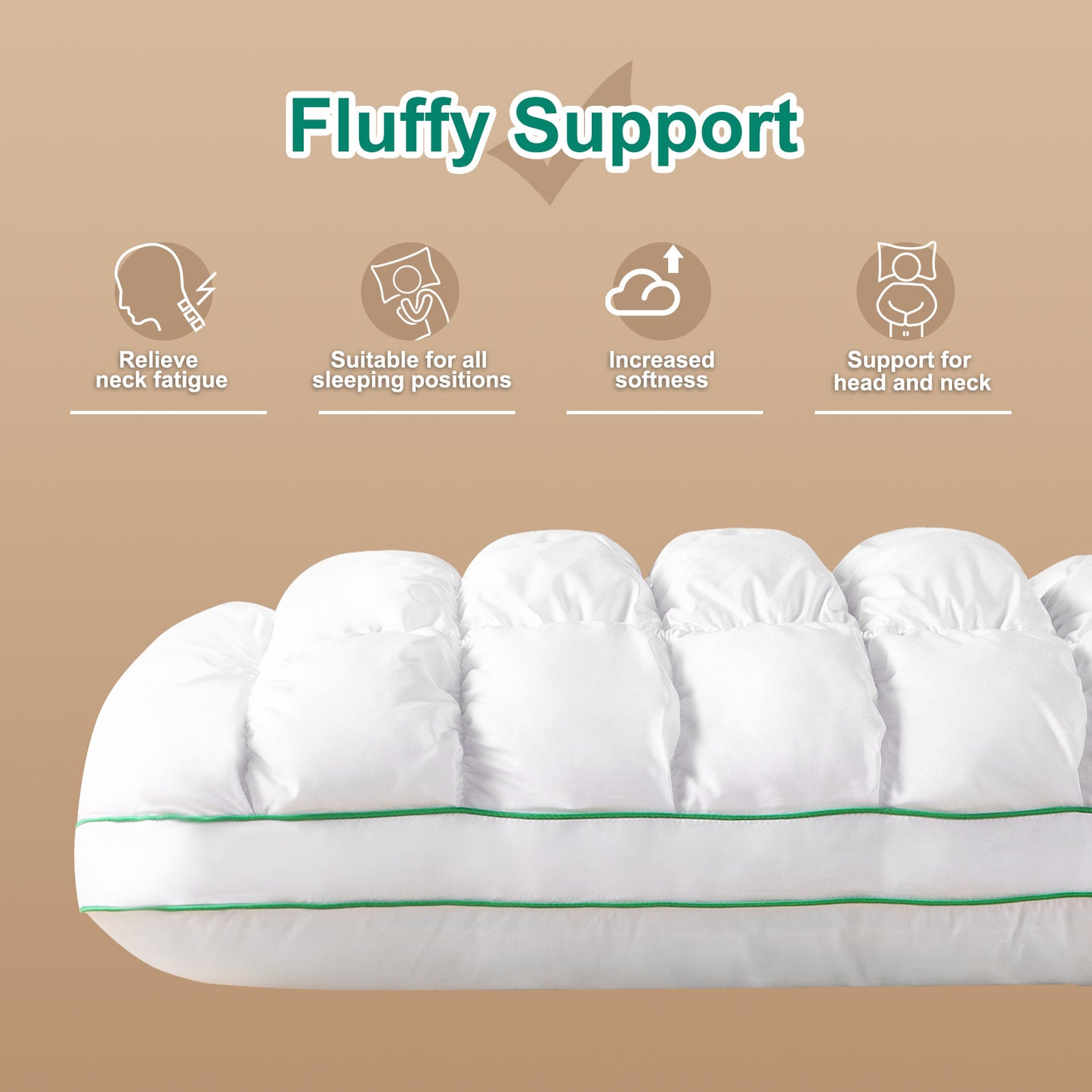 YOUR MOON Fluffy Support Bed Pillow Standard Size, Super Soft Premium Down-Alternative Filling for Sleeping, Luxury Hotel Quality Bed Pillows for Side Sleeper