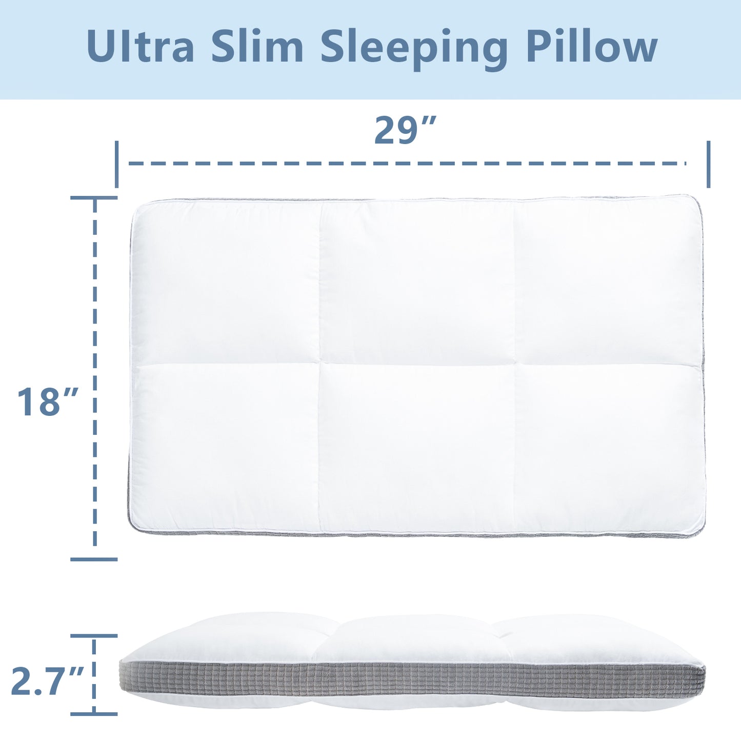 YOUR MOON Ultra Thin Flat Pillows for Sleeping, 2.7 Inch Slim Pillows for Stomach Sleeper, Soft Down Alternative Bed Pillows
