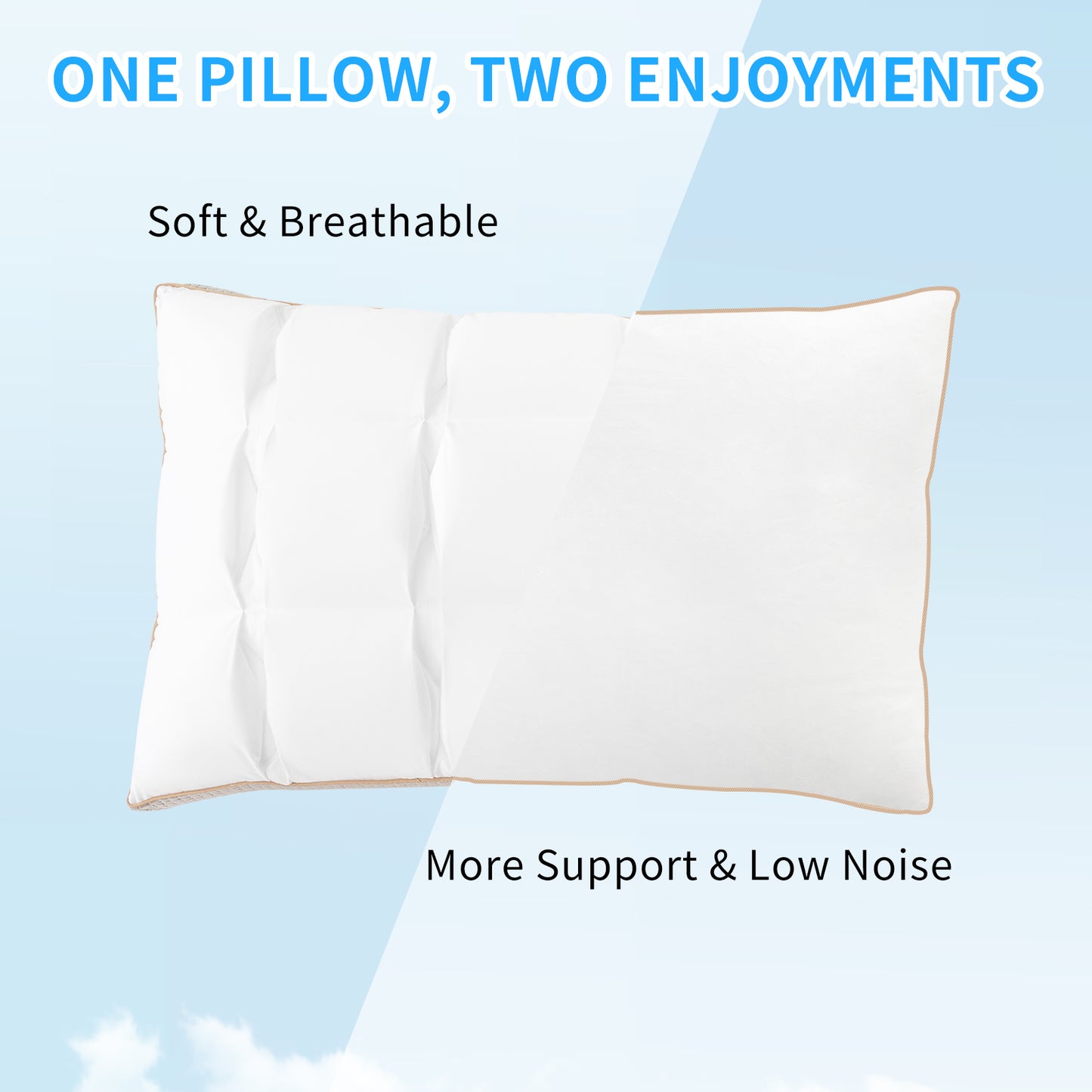 YOUR MOON Soft Pillow for Sleeping, Super Soft Support Down Alternative Pillow, 100% Cotton Shell Luxury Comfy Fluffy Bed Pillows for Sleep