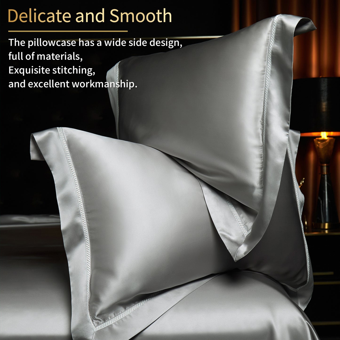 YOUR MOON 25 Momme Mulberry Silk Duvet Cover Queen Size, 3 PCS Set Top Grade Luxury Mulberry Silk Duvet Cover with Buttons Closure —1 Duvet Cover and 2 Pillow Shams