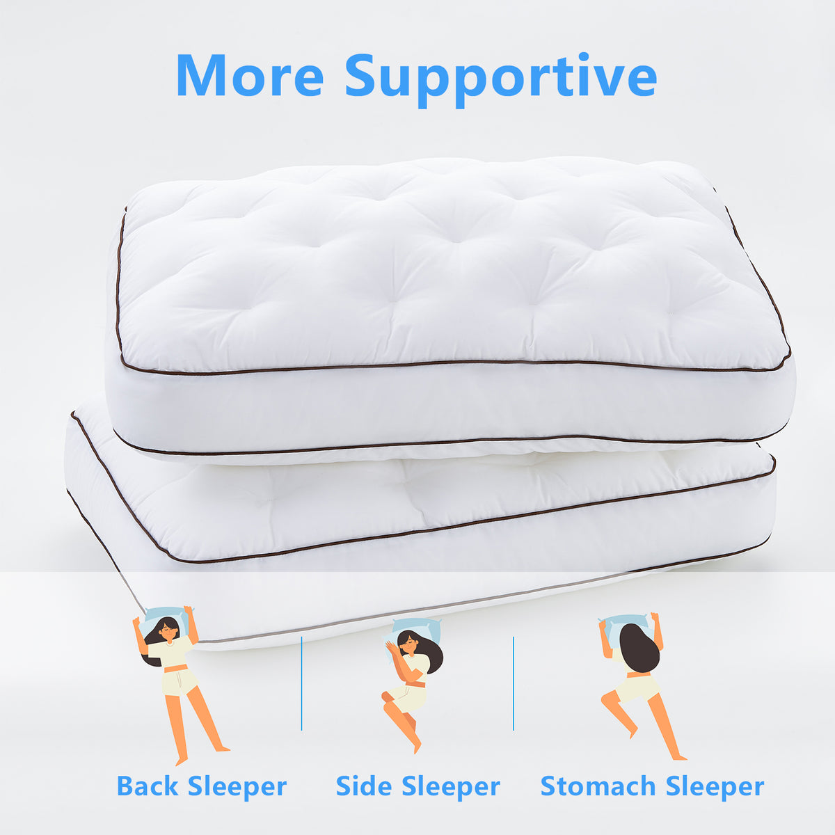 YOUR MOON Extra Soft Support Pillows Queen Size, Single Down Alternative Pillow for Sleeping, Fluffy Plush Bed Pillow, Medium Thick Luxury Pillows