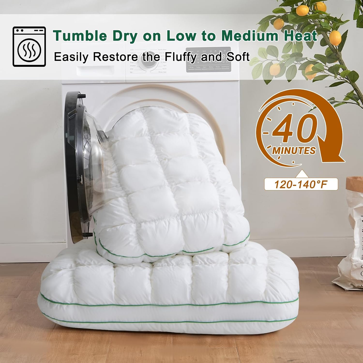 YOUR MOON Fluffy Support Bed Pillow Standard Size, Super Soft Premium Down-Alternative Filling for Sleeping, Luxury Hotel Quality Bed Pillows for Side Sleeper