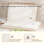 YOUR MOON Natural Wool Pillow Queen Size, Flat & Thin Wool Pillow for Sleeping, Low-Loft Bed Pillows for Back and Stomach Sleepers, Breathable Cotton Cover