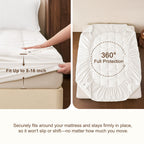 YOUR MOON Wool Mattress Pad Queen, 51% Australian Wool, 200GSM-White Natural Cotton Cover, Quilted Wool Mattress Pad, Fitted Mattress Bed Cover with 16-Inch Deep Pocket