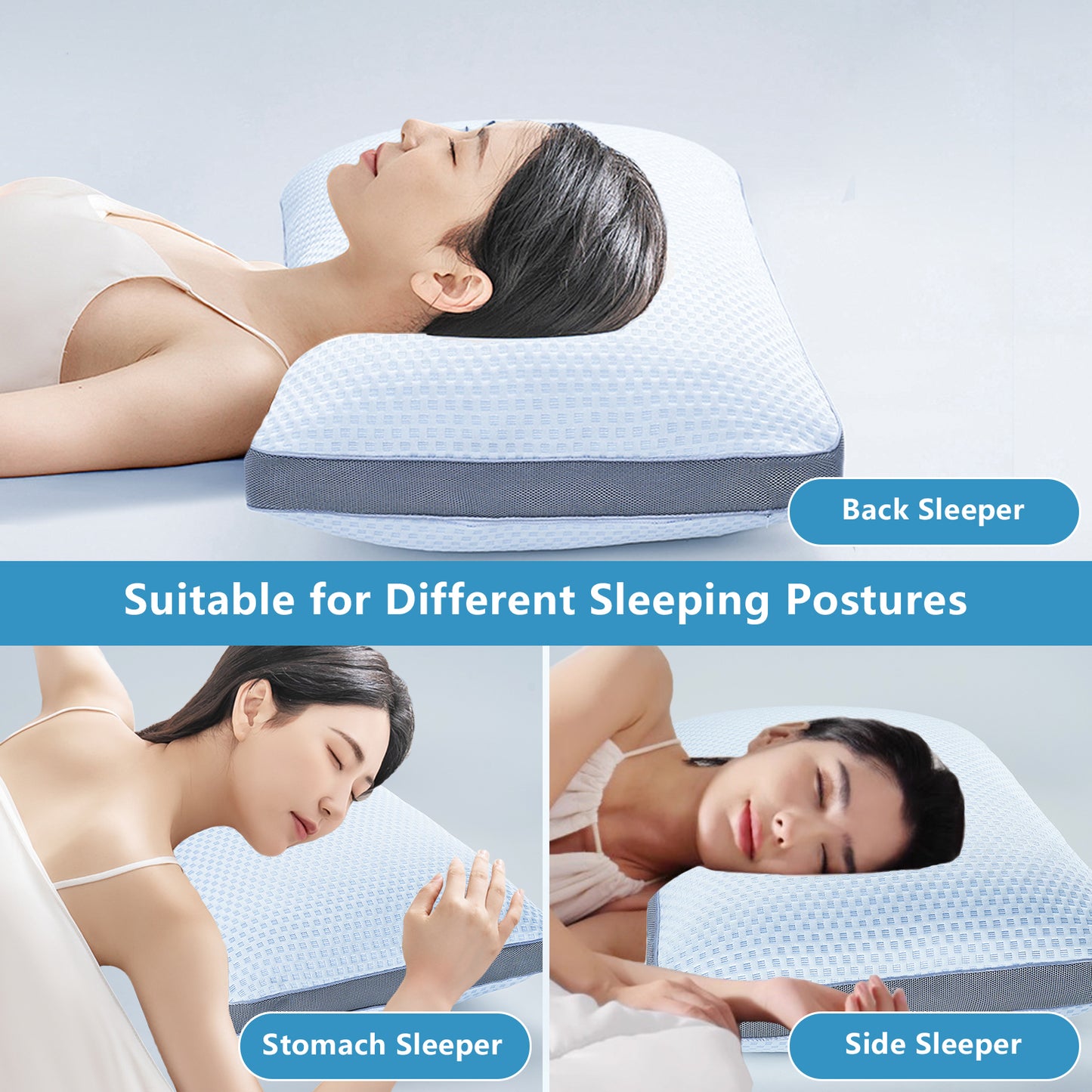 YOUR MOON Shredded Memory Foam Pillow for Sleeping Cooling Bed Pillows Standard Size, Medium Firm Pillow, Adjustable Loft Cooling Pillow for Hot Sleepers