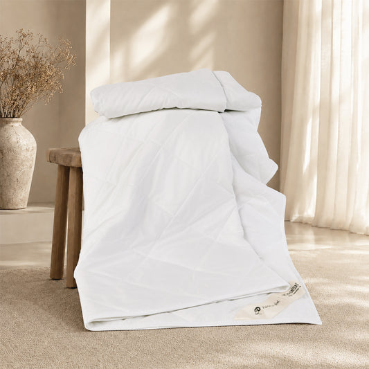 YOUR MOON Machine Washable Wool Comforter Queen, Lightweight, White 100% Australian Long-Staple Wool Filling, Quiet Cotton Shell, 100 GSM Summer-Weight Wool Duvet Insert for Hot Sleepers