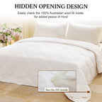 YOUR MOON Machine Washable Wool Comforter Queen, All Season, White 100% Australian Long-Staple Wool Filling, Noiseless Cotton Shell, 300 GSM Medium weight, Wool Duvet Insert for Year-Round