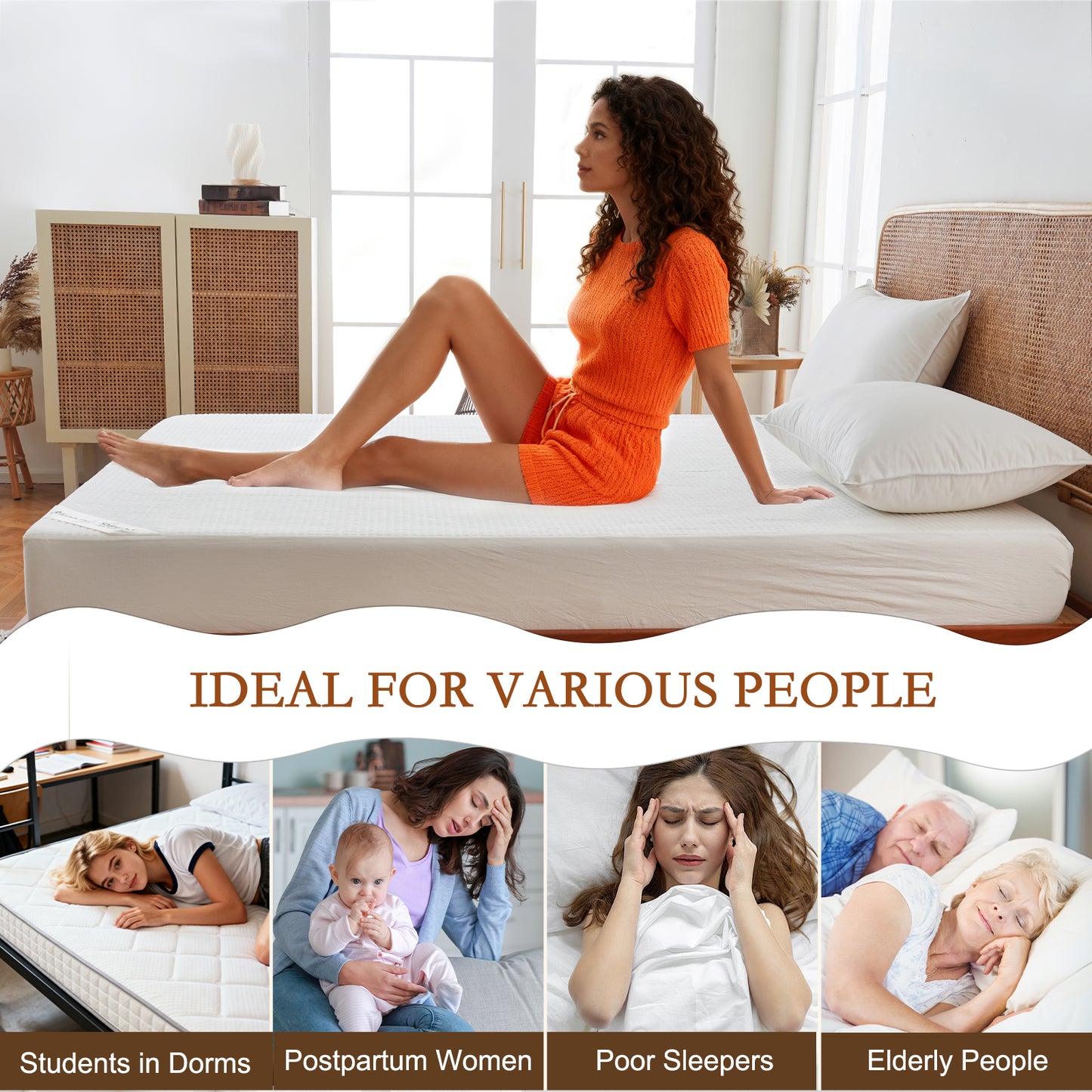 YOUR MOON 100% Wool Mattress Pad Queen, Natural Cotton Cover, White 200 GSM Australian Wool Filling, Quilted Wool Mattress Pad, Fitted Mattress Bed Cover with 16-Inch Deep Pocket