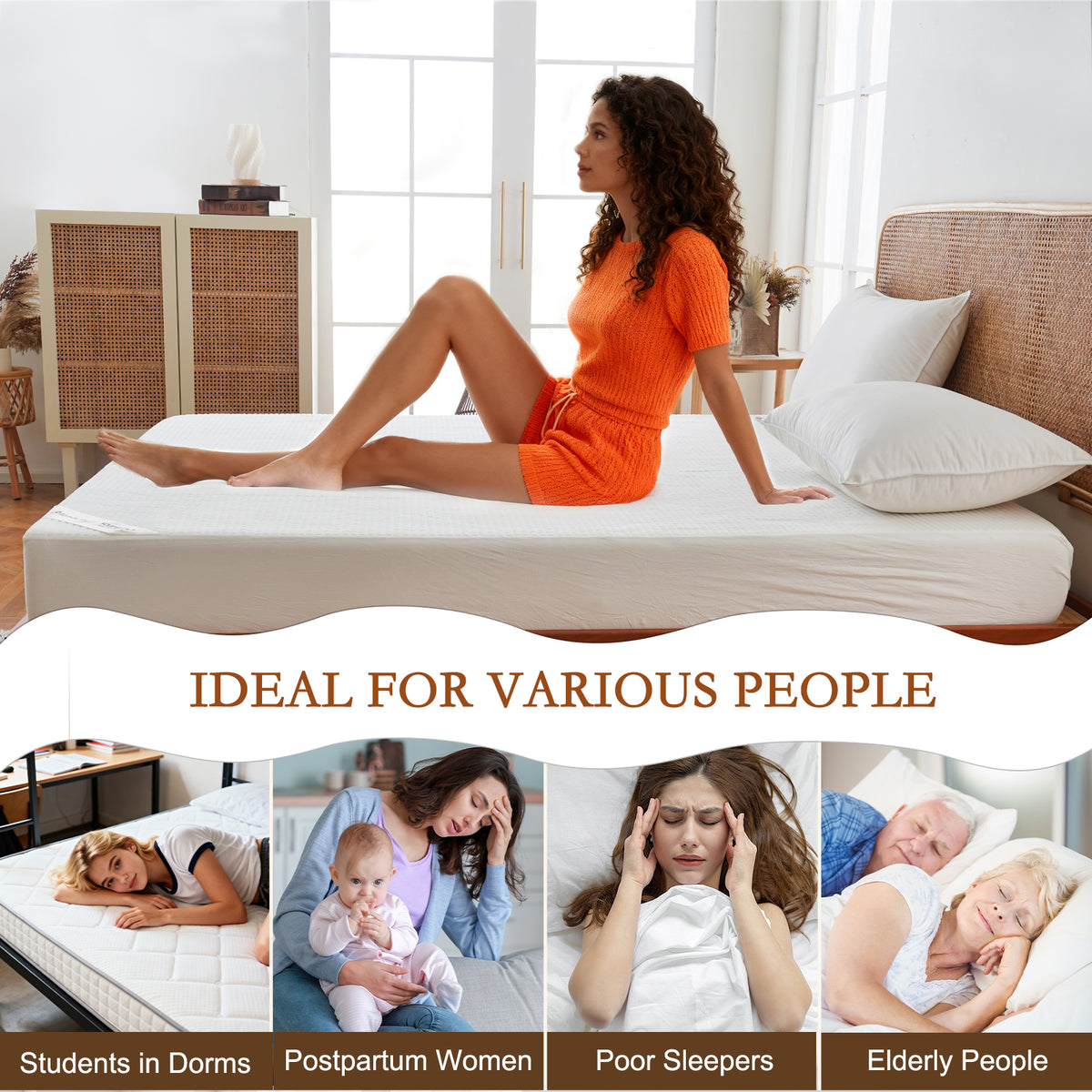 YOUR MOON 100% Wool Mattress Pad Queen, Natural Cotton Cover, White 200 GSM Australian Wool Filling, Quilted Wool Mattress Pad, Fitted Mattress Bed Cover with 16-Inch Deep Pocket