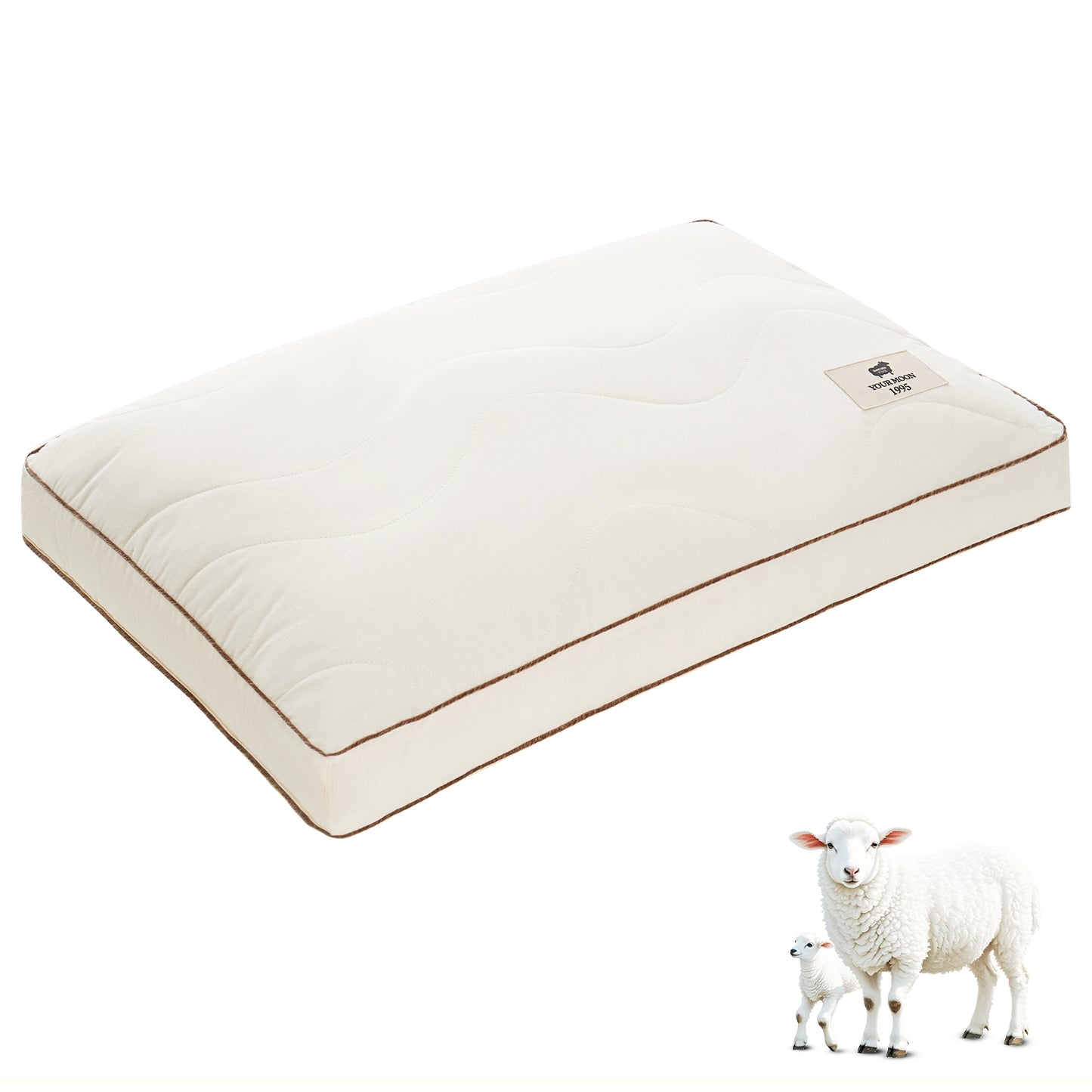 YOUR MOON Support Wool Pillow Queen Size Set of 2 (Off White) Natural Premium Australian Wool & Down Alternative Filling, 100% Cotton Cover, Soft Breathable Wool Bed Pillow