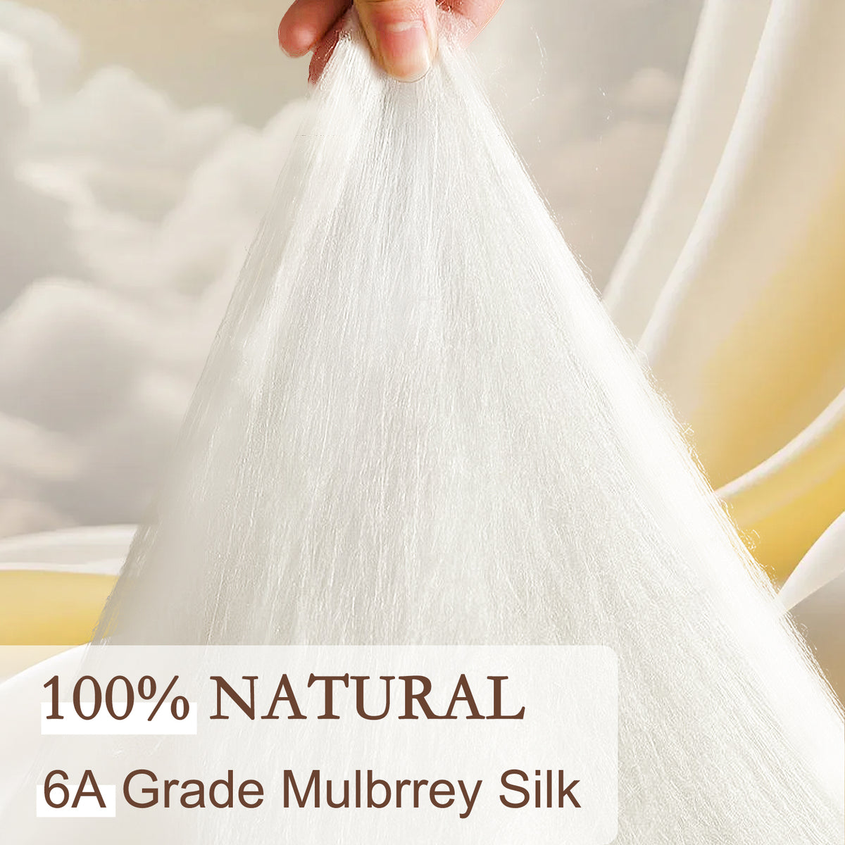 YOUR MOON Pure Mulberry Silk Comforter for All Season,100% Natural Long Strand Silk Fill Duvet, Luxury Mulberry Silk Bedding, Noiseless Cotton Shell