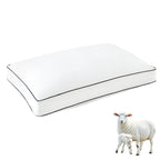 YOUR MOON Natural Soft Wool Pillow Queen Size, Fluffy Thick Australian Wool & Down Alternative Pillow for Sleeping, 100% Cotton Cover, Support Gusseted Bed Pillows for Side Sleeper