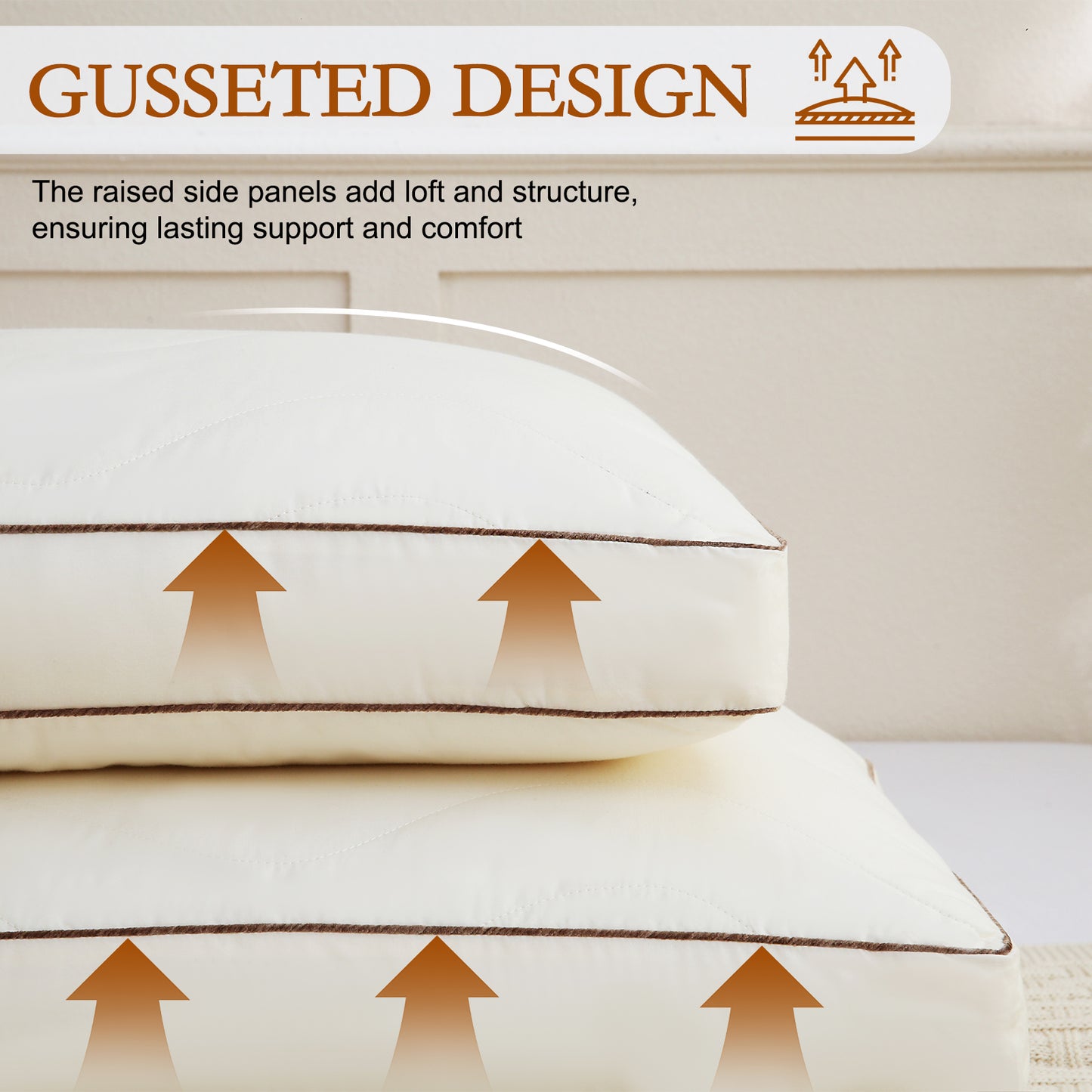 YOUR MOON Support Wool Pillow Queen Size Set of 2 (Off White) Natural Premium Australian Wool & Down Alternative Filling, 100% Cotton Cover, Soft Breathable Wool Bed Pillow