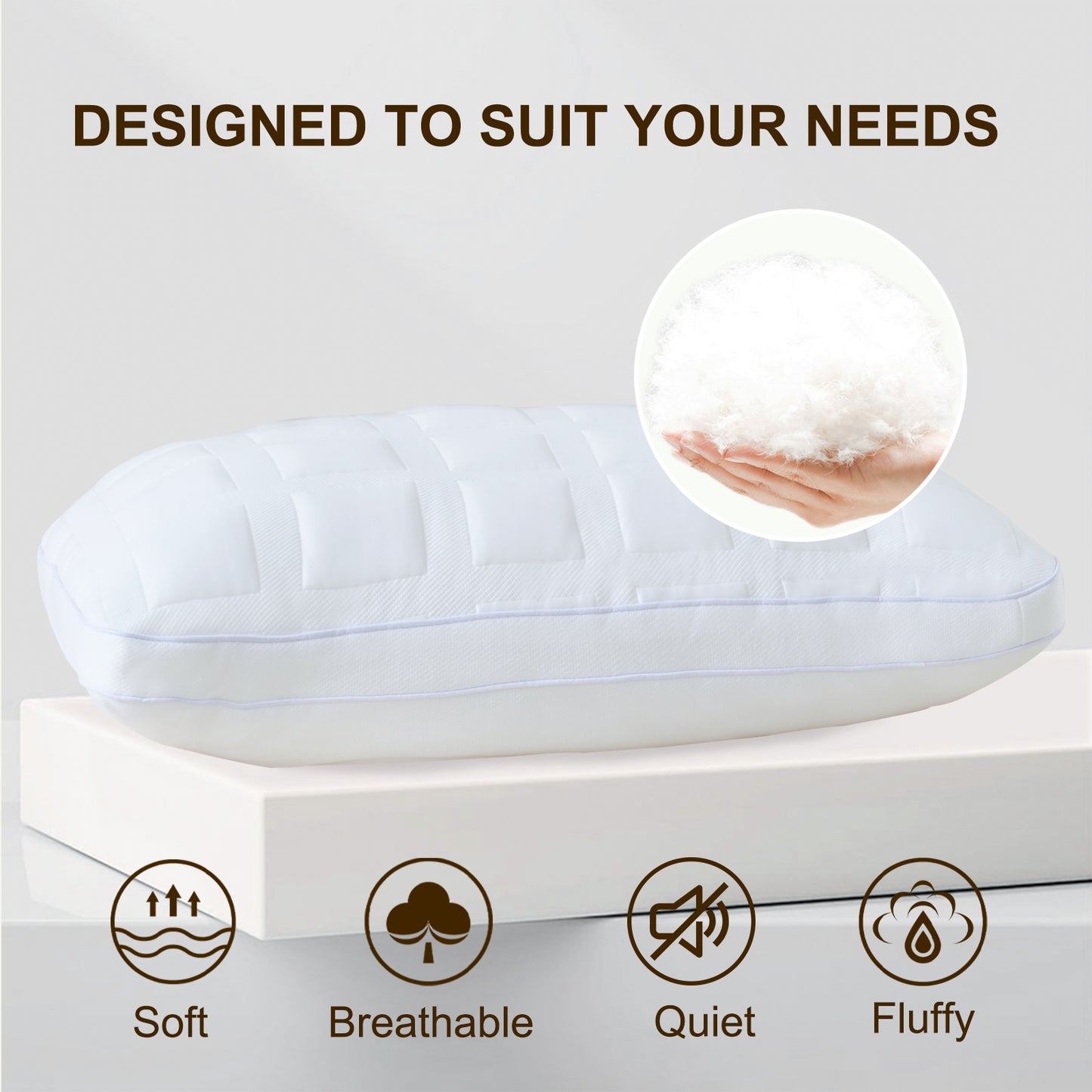 YOUR MOON Silence Soft Pillows for Sleeping, Support Down Alternative Pillows Standard Size, Cozy Soft Bed Pillows for Sleeping