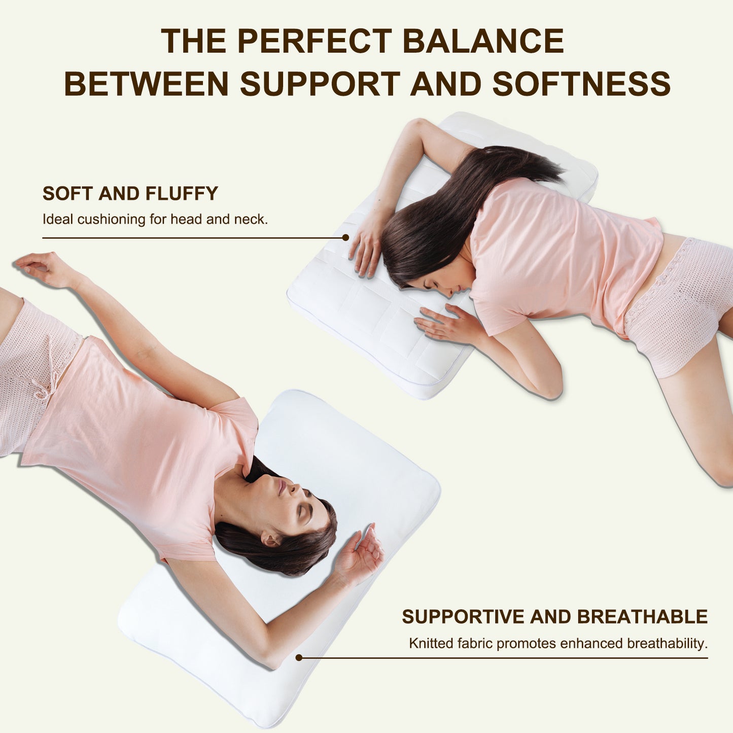 YOUR MOON Silence Soft Pillows for Sleeping, Support Down Alternative Pillows Standard Size, Cozy Soft Bed Pillows for Sleeping