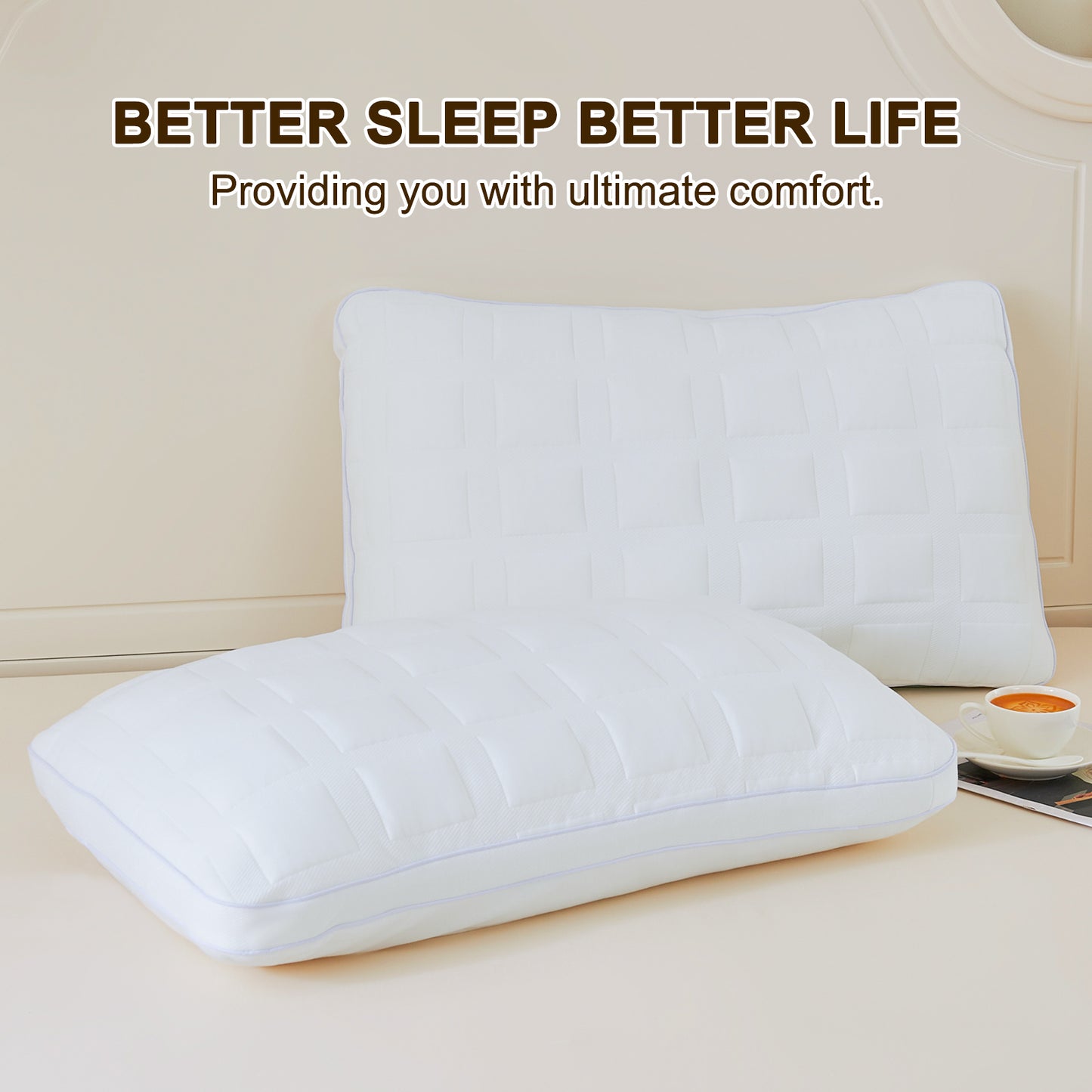 YOUR MOON Silence Soft Pillows for Sleeping, Support Down Alternative Pillows Standard Size, Cozy Soft Bed Pillows for Sleeping