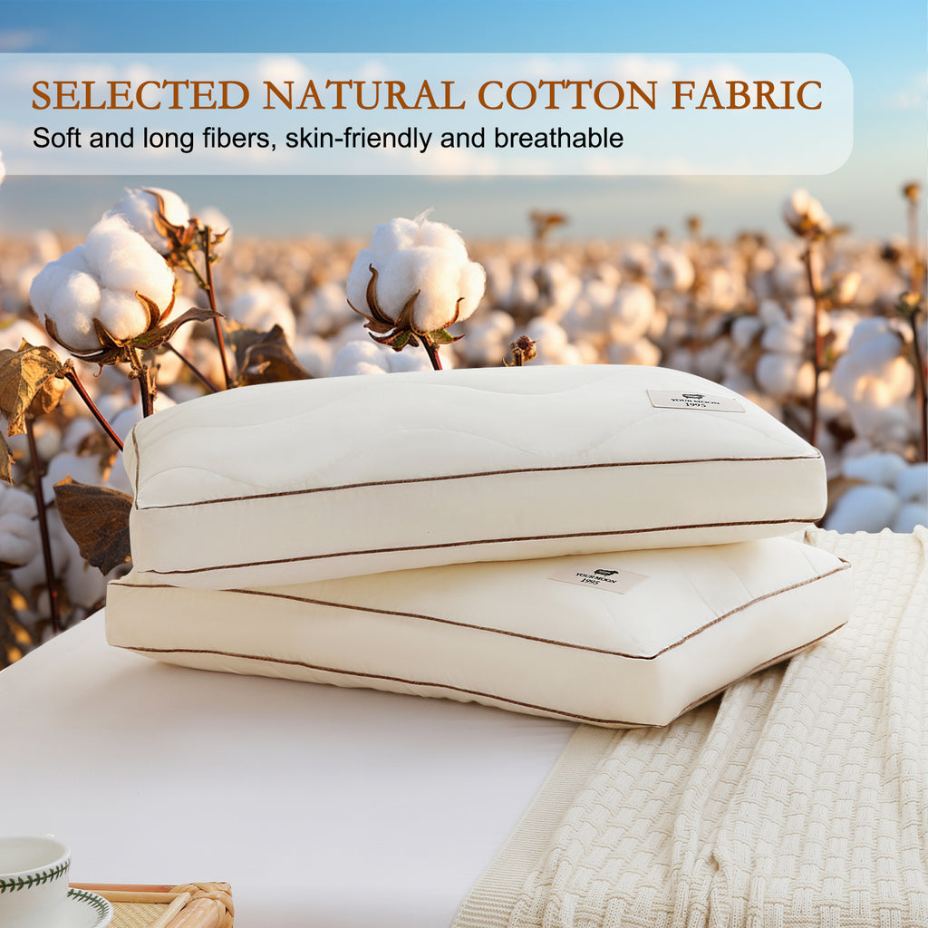 YOUR MOON Support Wool Pillow Queen Size Set of 2 (Off White) Natural Premium Australian Wool & Down Alternative Filling, 100% Cotton Cover, Soft Breathable Wool Bed Pillow