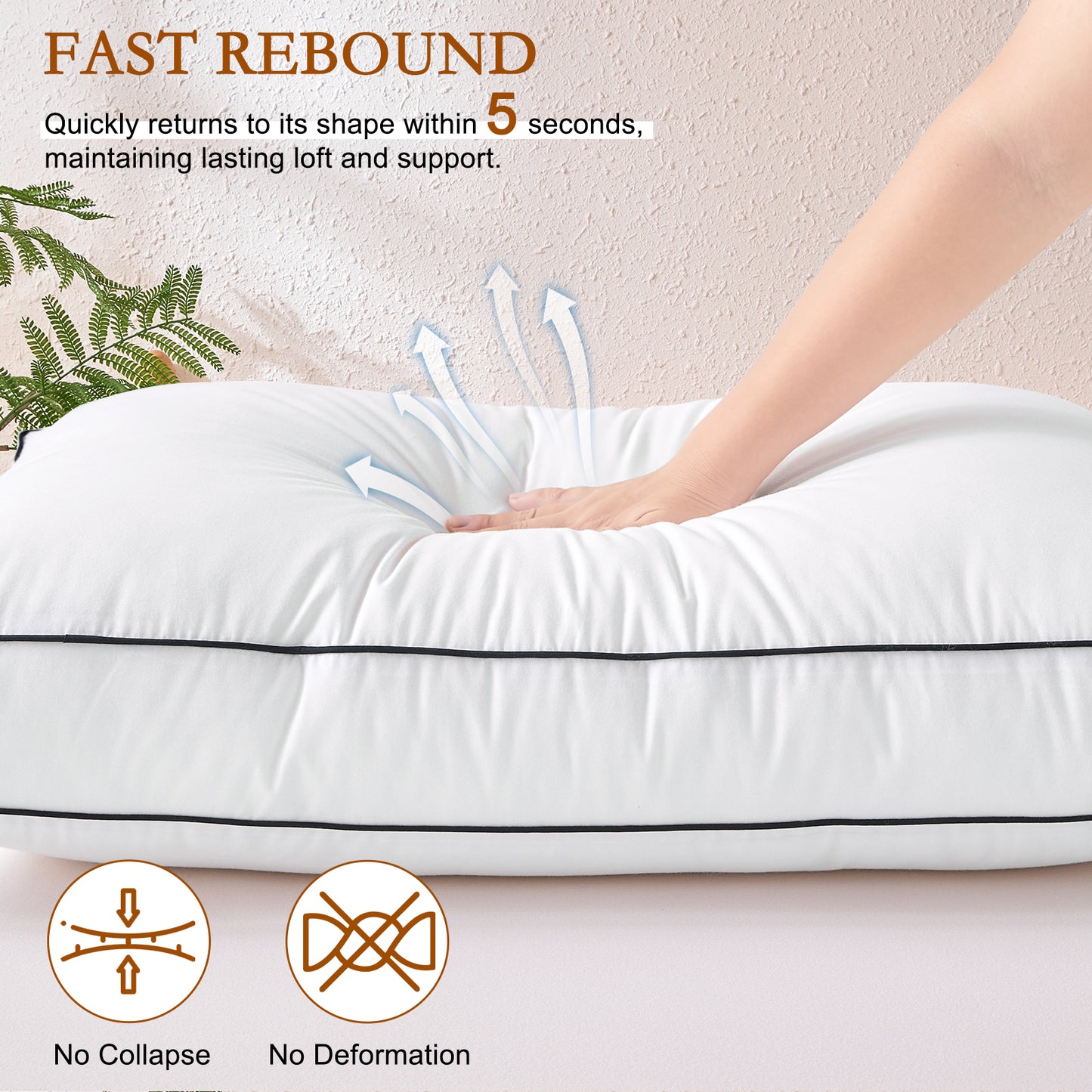 YOUR MOON Natural Soft Wool Pillow Queen Size, Fluffy Thick Australian Wool & Down Alternative Pillow for Sleeping, 100% Cotton Cover, Support Gusseted Bed Pillows for Side Sleeper