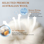 YOUR MOON Soft Natural Wool Pillow Queen Size, Fluffy Down Alternative Pillows for Side Sleeper, Support Gusseted Bed Pillow for Sleeping, 100% Cotton Cover