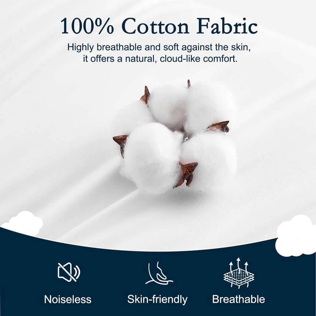 YOUR MOON Soft Support Pillow Queen Size, 100% Cotton Noiseless Cover Pillow, Fluffy Down-Alternative Filling Pillows for Sleeping, Luxury Hotel Bed Pillows for Side Sleepers