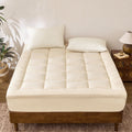 YOUR MOON Wool Mattress Topper Queen, 51% Australian Wool, 800GSM-Off White Natural Cotton Cover, Quilted Wool Mattress Pad, Fitted Mattress Bed Cover with 16-Inch Deep Pocket