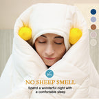 YOUR MOON Luxurious All Season Wool Comforter Queen Size 100% Natural Australian Lamb Wool Duvet, Hypoallergenic Premium Wool Filled Comforter, Noiseless Cotton Cover, Medium Weight