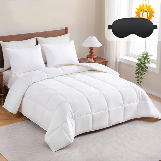 YOUR MOON Luxurious All Season Wool Comforter Queen Size 100% Natural Australian Lamb Wool Duvet, Hypoallergenic Premium Wool Filled Comforter, Noiseless Cotton Cover, Medium Weight