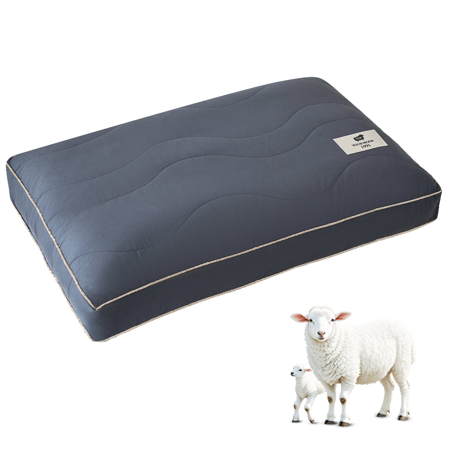 YOUR MOON Support Wool Pillow Queen Size Set of 2 (Off White) Natural Premium Australian Wool & Down Alternative Filling, 100% Cotton Cover, Soft Breathable Wool Bed Pillow