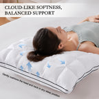 YOUR MOON Soft Support Pillow Queen Size, 100% Cotton Cover Noiseless Pillows, Fluffy Down-Alternative Pillow for Sleeping, Luxury Hotel Bed Pillows for Side Sleepers