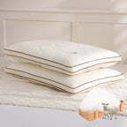 YOUR MOON Natural Wool Pillow Queen Size, Flat & Thin Wool Pillow for Sleeping, Low-Loft Bed Pillows for Back and Stomach Sleepers, Breathable Cotton Cover