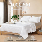 YOUR MOON Luxurious Lightweight Summer Wool Comforter, Smooth Cooling Thin Comforter/Duvet Insert, 100% Natural Australian Wool Filled Comforter Blanket, Noiseless Cotton Shell