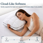 YOUR MOON Soft Support Pillow Queen Size, 100% Cotton Noiseless Cover Pillow, Fluffy Down-Alternative Filling Pillows for Sleeping, Luxury Hotel Bed Pillows for Side Sleepers