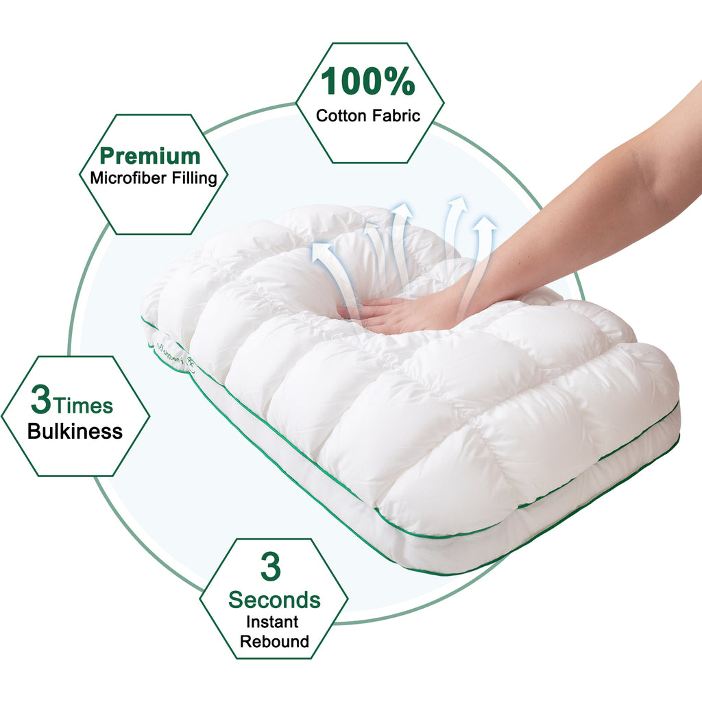 YOUR MOON Fluffy Support Bed Pillow Standard Size, Super Soft Premium Down-Alternative Filling for Sleeping, Luxury Hotel Quality Bed Pillows for Side Sleeper