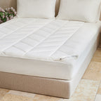 YOUR MOON Natural Wool Mattress Pad Queen Size, 100% Australian Wool Filling Mattress Topper, 560GSM Quilted Fitted Mattress Bed Cover, Breathable Cotton Cover with 16" Deep Pocket(White)