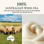 YOUR MOON Natural Wool Mattress Pad Queen Size, 100% Australian Wool Filling Mattress Topper, 200GSM Quilted Fitted Mattress Bed Cover, Breathable Cotton Cover with 16" Deep Pocket(White)