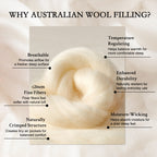 YOUR MOON 100% Washable Wool Mattress Pad, Checkered White 100% Natural Australian Wool Filling, Breathable Cotton Cover, 200GSM Quilted Fitted Mattress Bed Cover