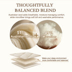 YOUR MOON Wool Mattress Topper Queen, 51% Australian Wool, 800GSM-Off White Natural Cotton Cover, Quilted Wool Mattress Pad, Fitted Mattress Bed Cover with 16-Inch Deep Pocket