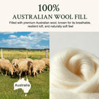 YOUR MOON Natural Wool Mattress Pad Queen Size, 100% Australian Wool Filling Mattress Topper, 560GSM Quilted Fitted Mattress Bed Cover, Breathable Cotton Cover with 16" Deep Pocket(White)